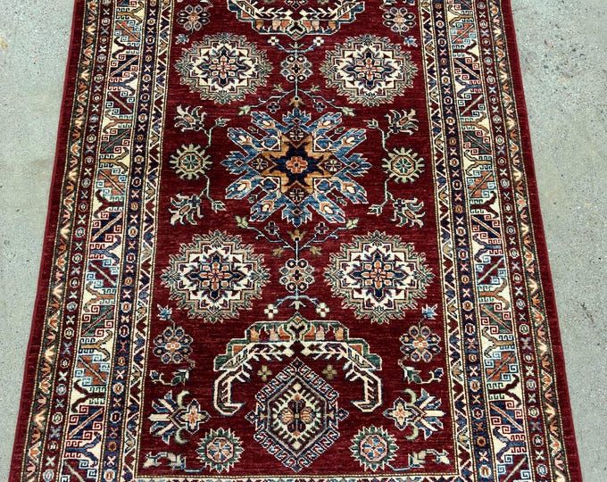 tribal red home decor rug 4x6 hand woven oriental rug - natural color dye wool rug - rug for traditional living room - bedroom rug ,3'10x6'3