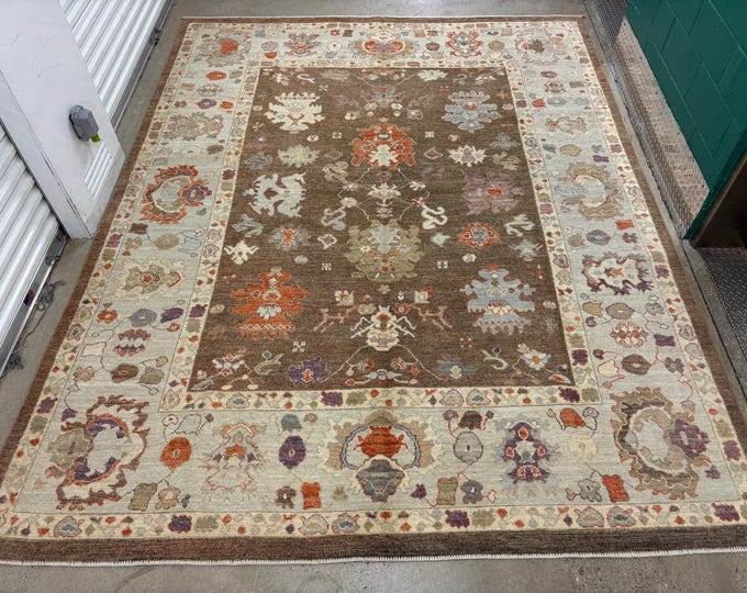 9x12 traditional camel brown oushak rug - Afghan tribal hand knotted wool rug - rugs for livingroom - rug for dining room - vintage rug