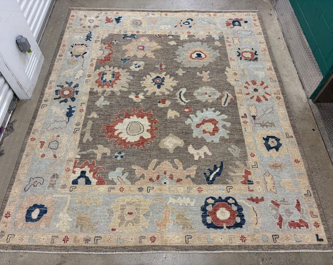 8x10 stunning brown gray tribal Oushak rug - afghan hand knotted wool area rug - flooring art - home decor bedroom rug - rug for living room