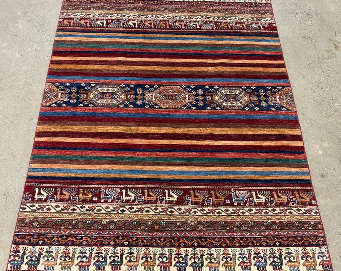 Beautiful bird printed khorjen rug 5x7 area rug - traditional rug - Afghan Hand Knotted wool rug - rugs for living room - rugs for kitchen