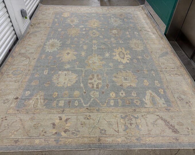 10x14 stunning tribal Gray oushak rug - Afghan hand knotted wool oriental rug - rugs for livingroom - rug for dining room - vintage rug