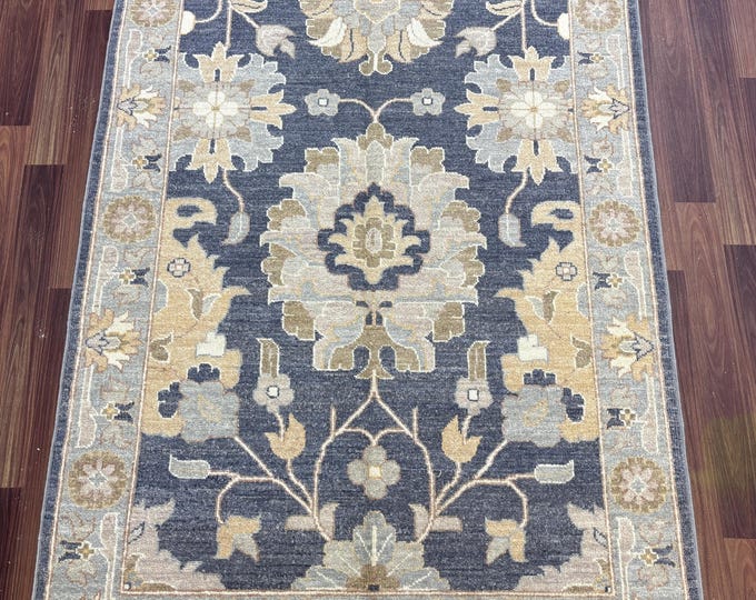 3x5ft floral dark gray chobi rug - afghan hand knotted Persian style natural dyes wool area rug- tribal rug - kitchen rug, entryway rug