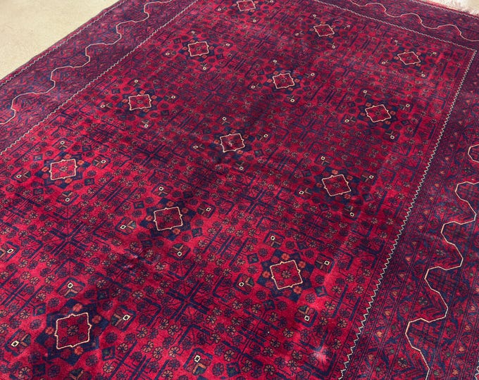 Handmade 6x9 Bokhara Afghan Khal Mohammadi Wool Area Rug - Red Root Dye Oriental soft Woollen Rug for Living Room - bedroom Rug 6.5x9.4