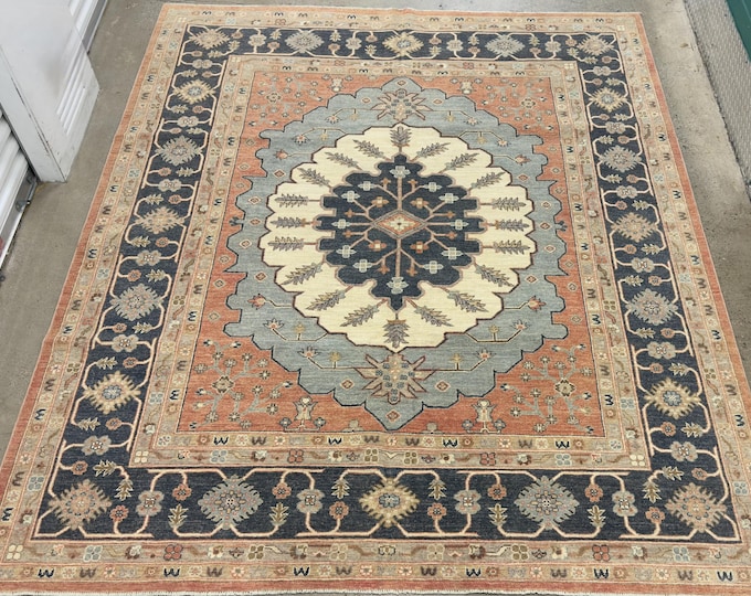 8x10 stunning vintage serapi rust rug - Persian style Afghan hand knotted wool natural veg dye oriental rug - livingroom rugs - bedroom rug