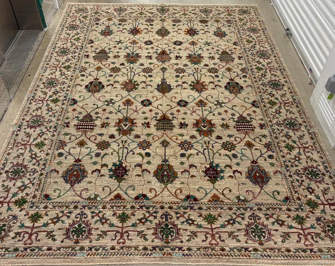 9x12 Beige Gray Sultani rug - Afghan hand knotted wool oriental rug Natural undyed wool rug - rugs for livingroom - bedroom rug - tribal rug