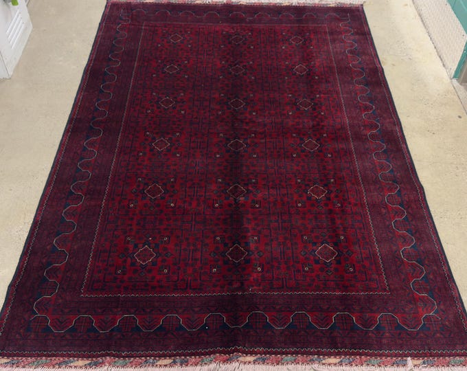 Handmade 7x10 Bokhara Afghan Khal Mohammadi Wool Area Rug - Red Root Dye Oriental soft Woollen Rug for Living Room - bedroom Rug 6.5x9.5