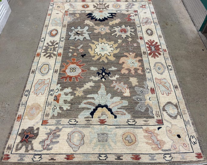 gray 6x9 tribal oushak rug - hand knotted wool oriental rug - traditional rug - rugs for living room - bedroom rug - natural color dyes wool