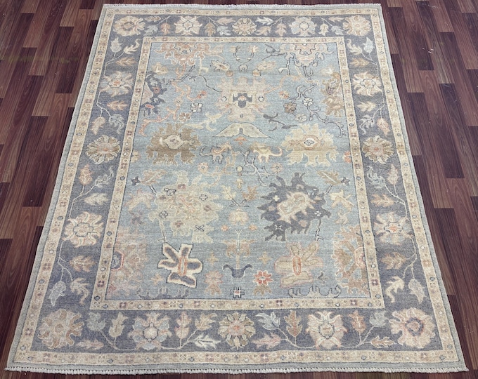 5x6 tribal pastel blue gray oushak rug - Natural veg dyes wool oriental rug - Afghan hand knotted rug - rug for bedroom - livingroom rug