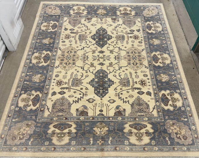 8x10 Handmade tribal ivory oushak rug - Afghan hand knotted oriental rug - rug for livingroom - bedroom rug - diningroom rug - 8'2x9'11"