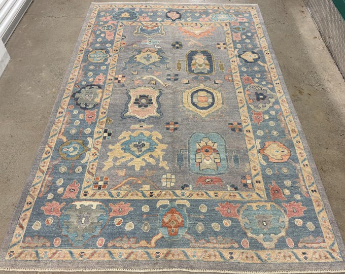 6X9 oushak gray rug - afghan hand knotted wool oriental rug - tribal Persian style natural veg dyes wool rug - traditional rug - bedroom rug