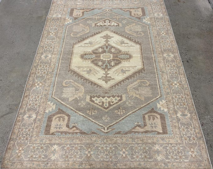 5x7 tribal nomad style gray chobi rug - Natural veg dyes wool oriental rug - vintage Afghan handmade rug - rug for bedroom - living room rug