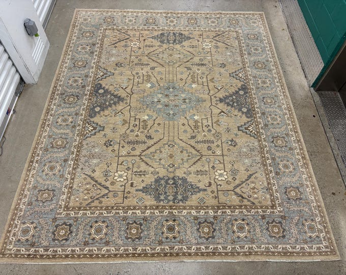 8x10 Stunning tribal Tan honey color rug - Nomad antique rug - Oreintal Rug - Afghan Hand knotted wool rug - livingroom rug - bedroom rug