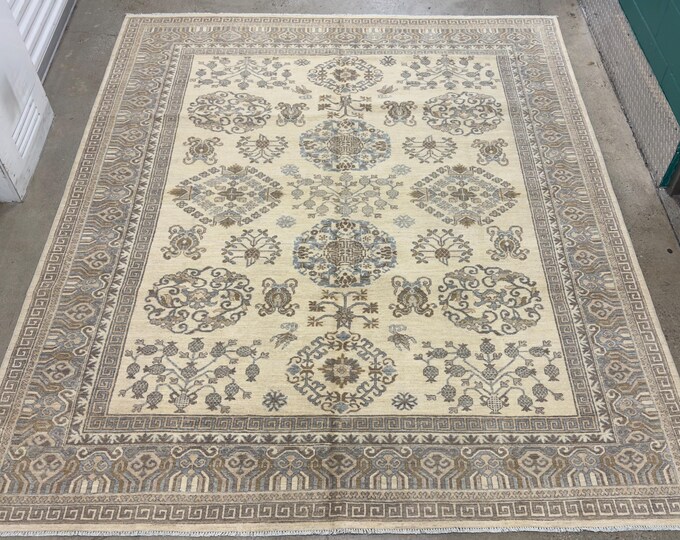 8x10 floral pomegranate fine quality handmade khotan rug - afghan hand knotted wool oriental rug - rugs for bedroom - livingroom rug