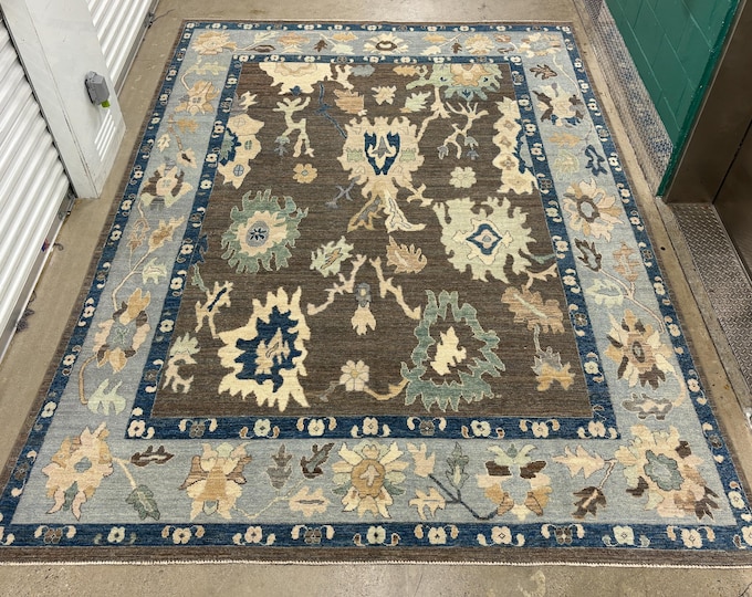 9x12 Natural wool Oushak rug - Turkmen hand woven rug - Oreintal Rug - area rug - rug for livingroom - bedroom rug - home decor tribal rug