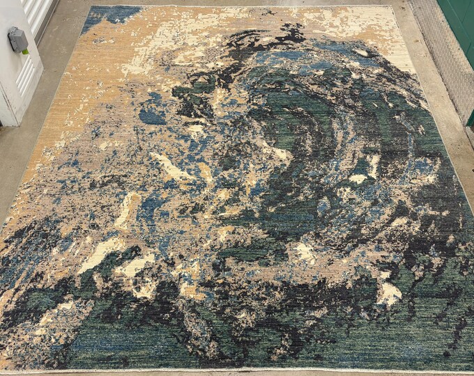 8x10 Galaxy modern rug - Afghan hand knotted natural dyes wool rug - gabbah rug - oriental rug - painting pattern rug - boho home decor rug