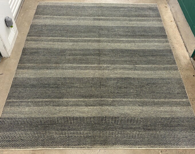 8x10 stunning Modern rug - Afghan hand knotted rug - abstract rug - striped rug - area rug - diningroom rug - livingroom rug - oriental rug