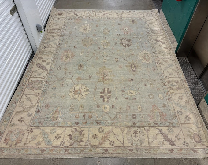10x14 Soft light Gray oushak rug - Afghan hand knotted Wool Oriental rug - rug for living - bedroom rug - diningroom rug - traditional rug