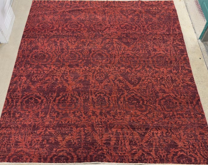 8x10 Gabbeh Red floral Modern rug - rugs for bedroom - Rich Textured Decor - rugs for livingroom - Luxurious Hand-Knotted organic Wool rug