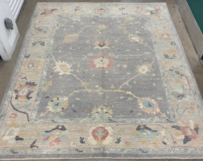 8x10 Beautiful traditional gray oushak rug for living room - Turkish style hand knotted Natural dyes wool rug - dining room rug - tribal rug