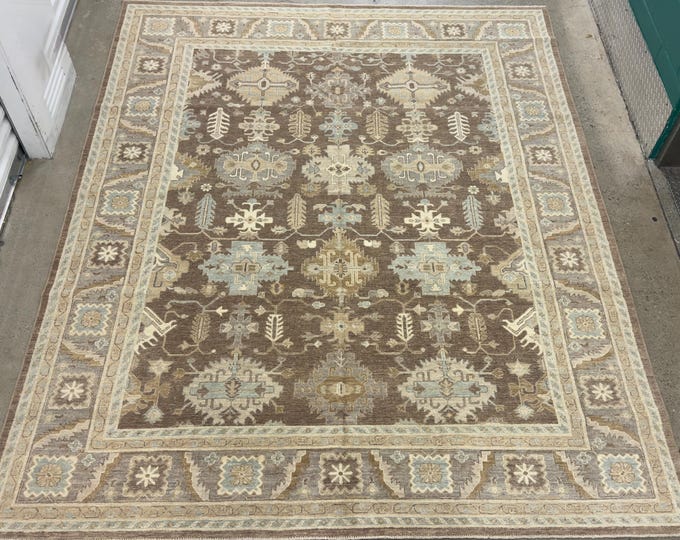 8x10 vintage tribal brown wood chobi area rug - afghan hand knotted natural veg dyed wool oriental rug - bedroom rug - dining room rug