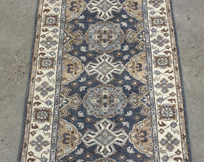 8ft tribal chobi dark gray runner rug afghan hand knotted wool rug - oriental runner rug - hallway rug - kitchen rug - entryway runner rug