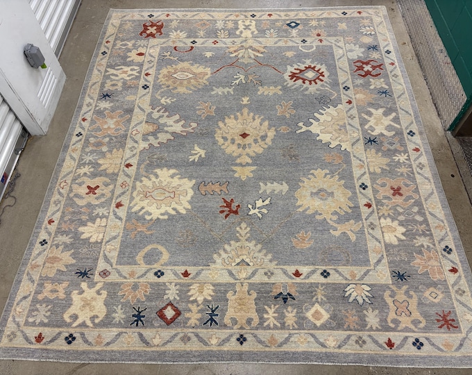 8x10 traditional Gray oushak rug - Afghan hand knotted wool rug - rugs for livingroom - tribal area rug - rug for dining room - vintage rug