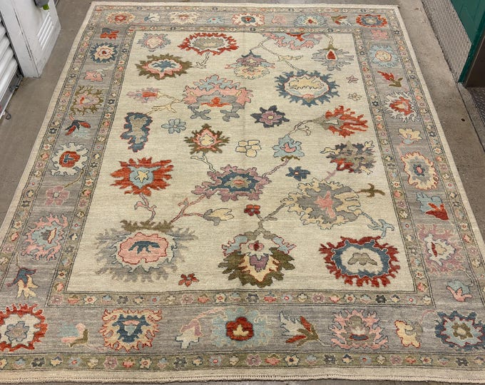 8x10 Ivory cream tribal oushak rug - Natural Dyes wool rug - Hand knotted area rug - oriental rug - rugs for bedroom - dining room rugs
