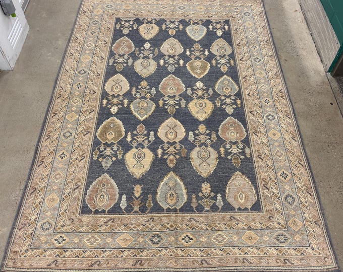 7x10 Stunning dark Gray tribal leaf oushak area rug - Afghan hand knotted Wool Oriental rug - rug for livingroom - bedroom rug - unique rugs