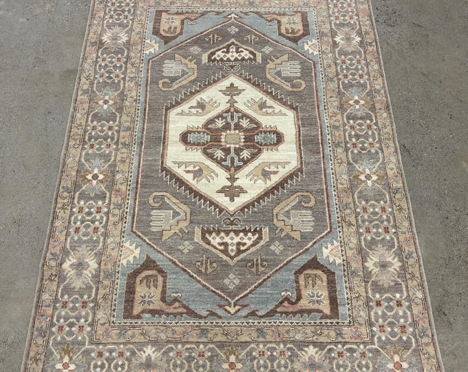 4x6 vintage chobi mute color rug - afghan hand knotted Persian style natural dyes wool area rug - tribal rug - kitchen rug - entryway rug