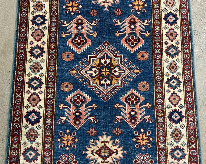 3x4 light blue rug afghan hand knotted oriental rug - natural veg dyes wool rug - doormat rug - bathroom rug - entryway rug - vintage rug