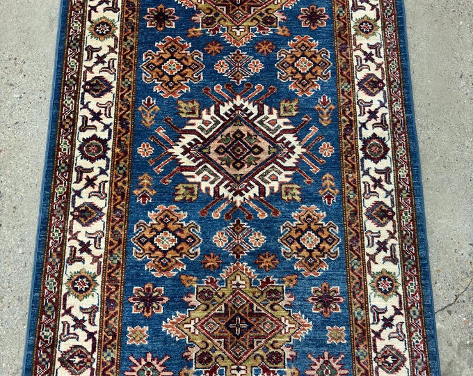 3x5 light blue rug afghan hand knotted oriental rug - natural veg dyes wool rug - doormat rug - bathroom rug - entryway rug - vintage rug