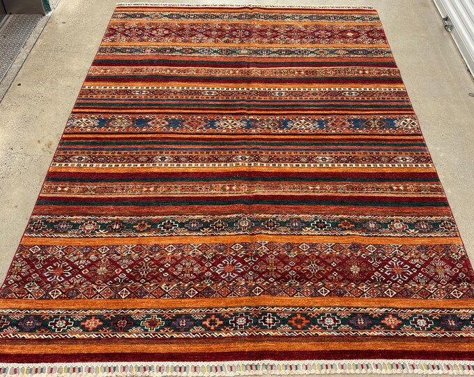 7x10 Beautiful home decor tribal Khorjin rug - Afghan handwoven wool rug - oriental rug - entry way rug - rug for kitchen - vintage area rug