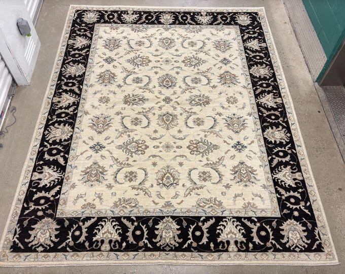 8x10 Ivory tribal chobi rug - afghan hand knotted wool oriental rug - flooring art homedecor rug - bedroom rug - livingroom diningroom rugs