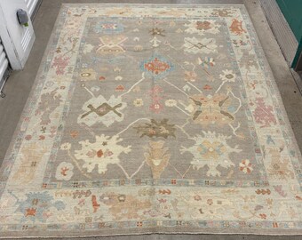 Beautiful gray oushak area rug 8'2x10'9 - Afghan handmade wool rug - oriental rug - Natural dyes color rug - rugs for living room  homedecor