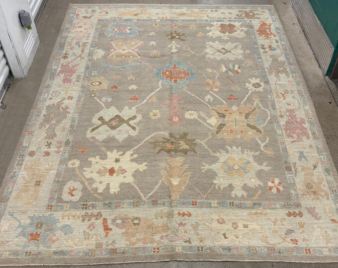 Beautiful gray oushak area rug 8'2x10'9 - Afghan handmade wool rug - oriental rug - Natural dyes color rug - rugs for living room  homedecor