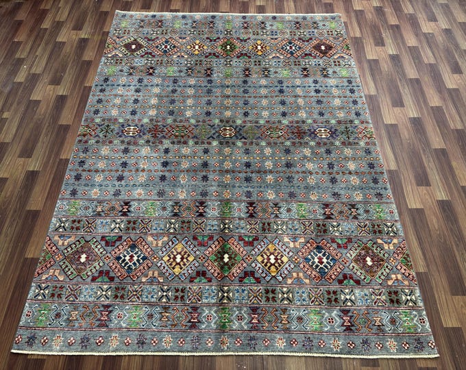 6x8 Beautiful home decor tribal Khorjin rug - Afghan hand woven wool rug - oriental rug - entry way rug - rug for kitchen - vintage area rug