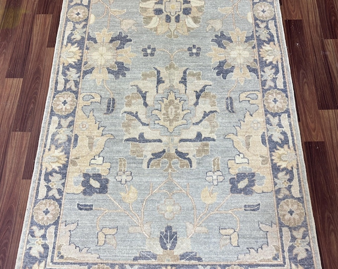 3x5 floral pastel blue gray chobi rug - afghan hand knotted Persian style natural dyes wool area rug- tribal rug - kitchen rug, entryway rug