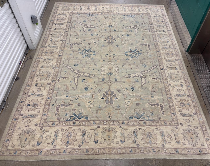 9x12 Light pastel ivory bidjar Oushak rug - afghan hand knotted wool oriental rug - flooring art - home decor bedroom rug - living room rug