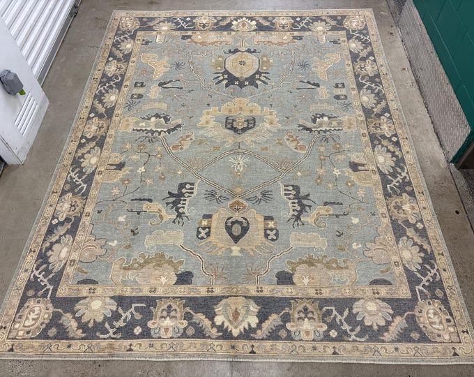 8x10 Soft light blue tribal fine oushak rug - Afghan hand knotted natural color dyes Wool Oriental rug - rugs for livingroom - bedroom rug