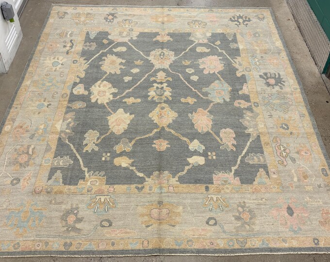 Tribal Gray Oushak area rug - 8'3x9'10 ft hand woven vintage rug - natural color wool rug - rugs for bedroom - living room rug - afghan rug