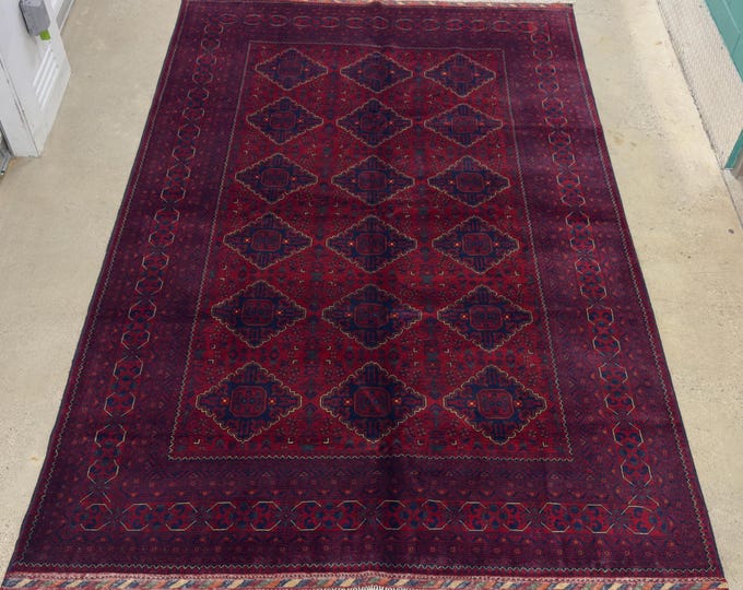 Luxurious 7x10 Bokhara Rug - Handmade Oriental Rug - Afghan Tribal Area Rug - Soft Pile Woolen Rug for Living Room - Ethnic Turkmen Rug