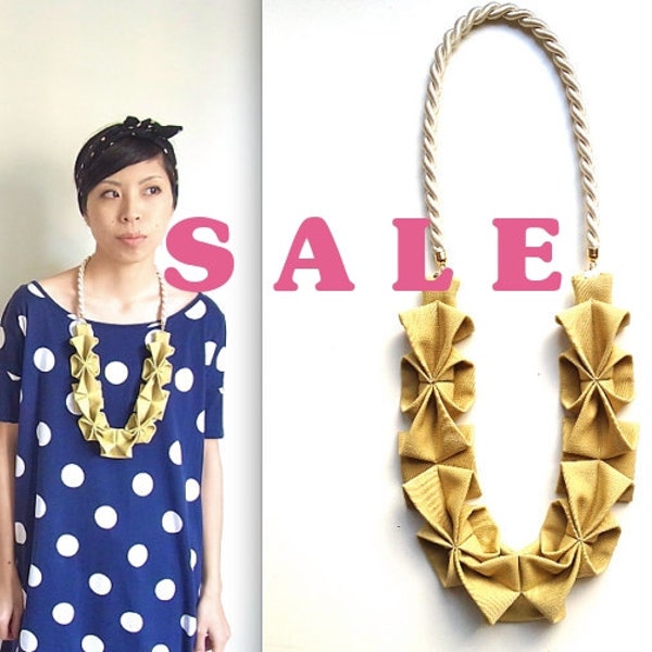 SALE - LAST ONE - Origami Hana Rope Necklace -  Yellow