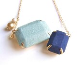 LAST ONE - Fabric  2 Jewel Necklace - D