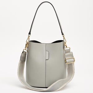 Gray Leather Bucket Bag for women,gray elegant leather bag,gray crossbody bag,luxury handbag,gray tote bag,gray shoulder bag,leather tote