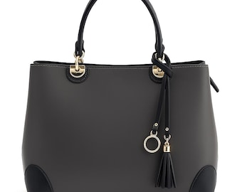 Bolso de piel gris para mujer, bolso de piel elegante, bolso cruzado, bolso de mano de lujo a la moda, bolso tote minimalista, bolso premium, bolso de lujo gris oscuro