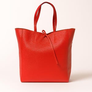 Soft red leather tote for women,casual leather bag,shoulder bag,work bag,red tote bag,leather tote,genuine leather bag,red soft tote bag