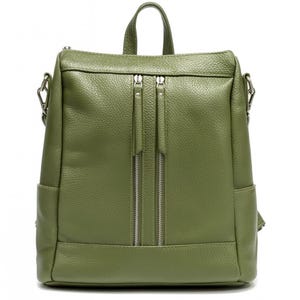 Green backpack for women,crossbody leather bag,leather backpack purse,green convertible leather bag,modern work backpack,everyday backpack