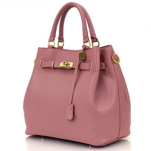 Rose ashes leather bag for women,premium leather bag,elegant leather purse,luxury handle purse,classic handbag,pink shoulder bag,work tote