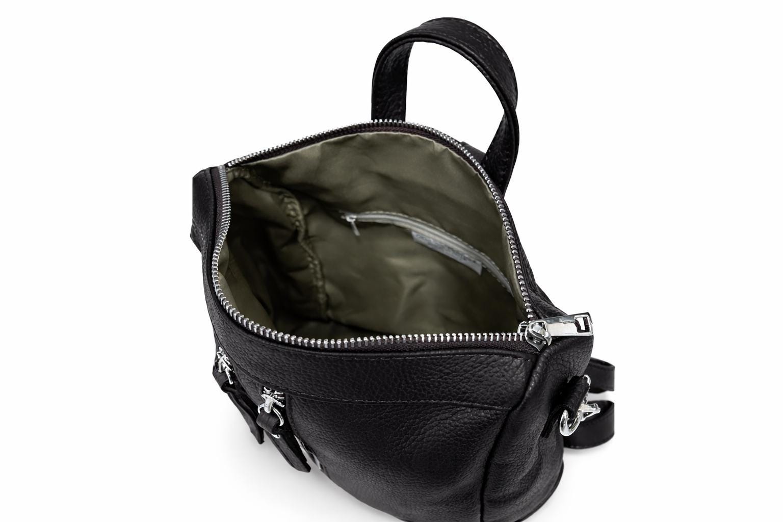 Grey Convertible Leather Backpack Purse for Women – Modern  display picture 3