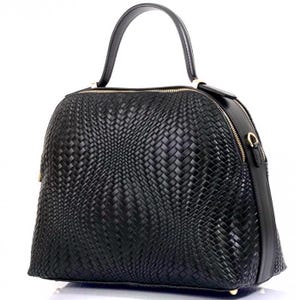 Black woven leather bag for women,elegant leather bag,crossbody bag,fashion luxury handbag,black tote bag,premium black purse,textured bag
